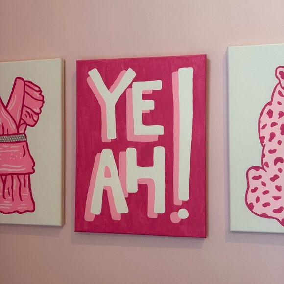 Wall Art with Bold Text Cheetah Dress Rhinestone Girly Painting Canvases 4 - Picture 3 of 8